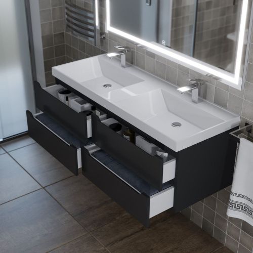 Тумба под раковину Uperwood Tanos 2910203302 120х50 подвесная цвет черный - фото 4