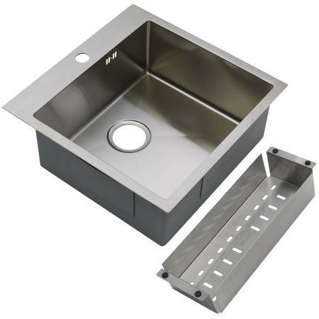 Кухонная мойка Melana ProfLine MLN-R5050H+коландер 50х50 цвет серый поверхность матовая