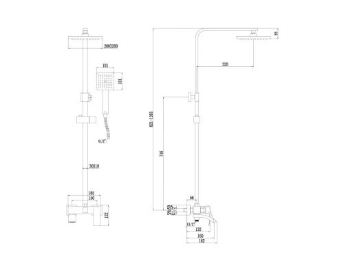 Душевая стойка Fmark FS8645-1Q настенная цвет серый - фото 3