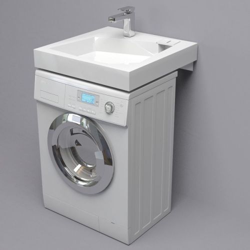 Раковина из искусственного камня Altasan QUADRO UPP60QUADROs 60х60 над стиральной машиной цвет белый 1 отверстие под смеситель - фото 2