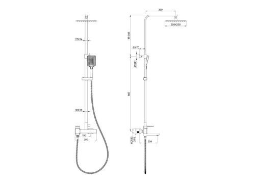 Душевая стойка Wonzon & Woghand Edge WW-88739003-MB настенная цвет черный - фото 2