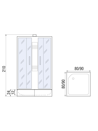 Душевая кабина River NEVA 10000000819 90х90 квадратная без крыши ориентация универсальная - фото 2