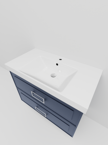 Тумба с раковиной La Fenice Cubo TWIN NFNC-01-CUB-BG-80-2-3-80 80х50 подвесная цвет синий - фото 3