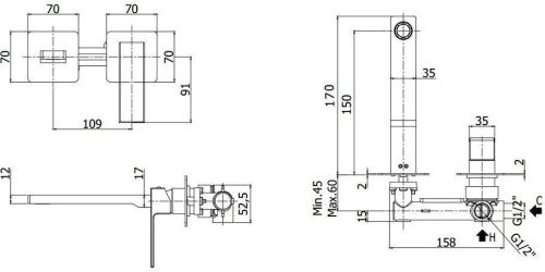 Смеситель для раковины Paffoni Elle EL104CR70 встраиваемый в стену хром - фото 2