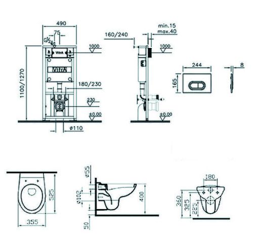 Комплект унитаз с инсталляцией и клавишей смыва Vitra Normus 9773B003-7203 - фото 2