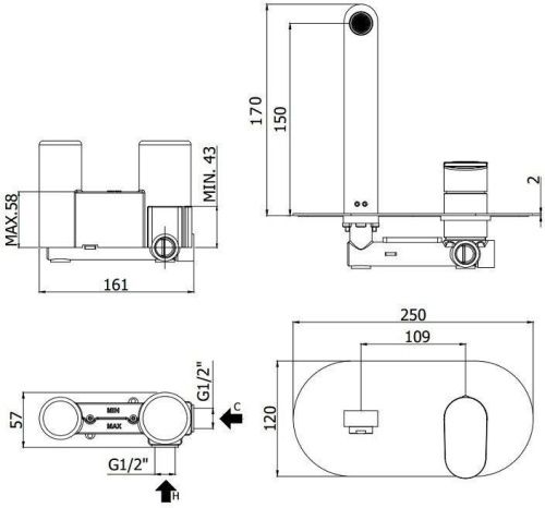 Смеситель для раковины Paffoni Candy CA104CR встраиваемый в стену хром - фото 2