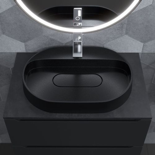 Раковина из искусственного камня Uperwood Tanos Quartz 291030523 60х40 накладная цвет черный - фото 5