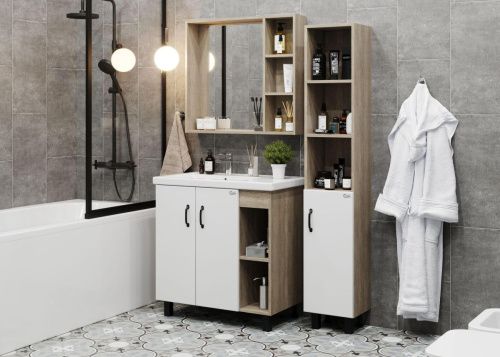 Тумба под раковину Onika Тимбер 108045 80х50 подвесная цвет белый - фото 5