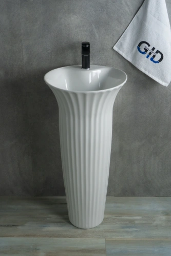 Раковина керамическая Gid Autonomo 81113 40х40 напольная цвет белый 1 отверстие под смеситель - фото 2