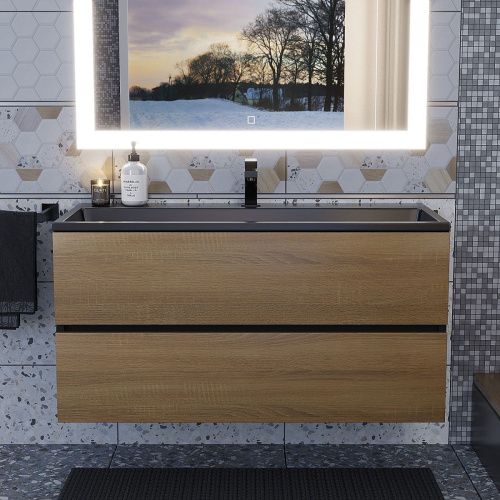 Тумба с раковиной Uperwood Barsa 298301045 100х50 цвет коричневый/черный - фото 3