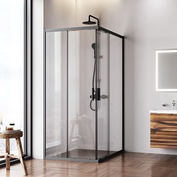 Душевой уголок Am.Pm Gem W90G-403-120290-BT 120х90 стекло прозрачное профиль черный без поддона