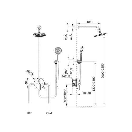 Душевая система Vincea Desire VSFW-1D1GM встраиваемая в стену цвет вороненая сталь - фото 4