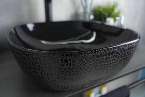 Раковина керамическая Gid 53301 40х40 накладная цвет черный без отверстий под смеситель - фото 3