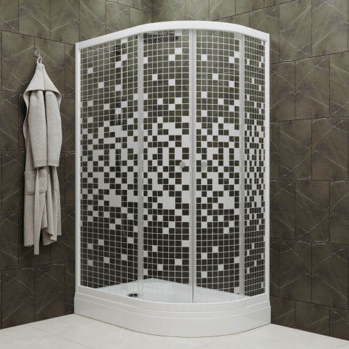 Душевой уголок Тритон Коралл Щ0000061780 120х80 стекло с рисунком профиль белый с поддоном - фото 3