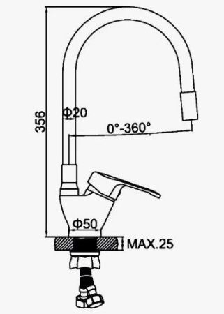 Смеситель для кухни D-Lin D150628-6C на мойку хром/синий