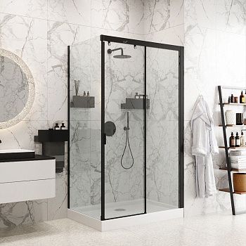 Душевой уголок Cerutti SPA MARBELLA 120B R 120х80 стекло прозрачное профиль черный без поддона