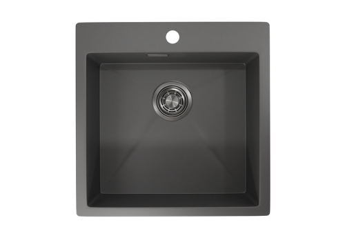 Кухонная мойка Granula 5151, ГРАФИТ МАТОВЫЙ 50х50 цвет черный поверхность матовая - фото 3