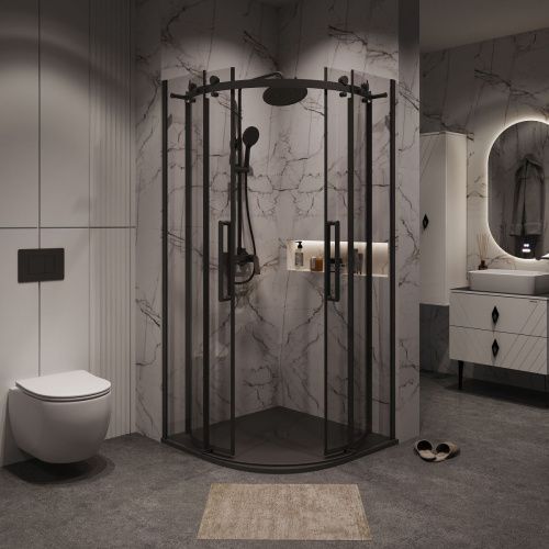 Душевой уголок Grossman Classic 301.K33.04.9090.21.00 90х90 стекло прозрачное профиль черный без поддона - фото 5