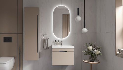 Шкаф-пенал Velvex Krona 360 серый камень 40х150 подвесной цвет серый - фото 4