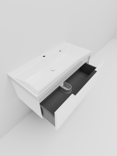 Тумба с раковиной La Fenice SIMPLA NFNC-01-SIM-B-100-3-100 100х50 подвесная цвет белый - фото 3