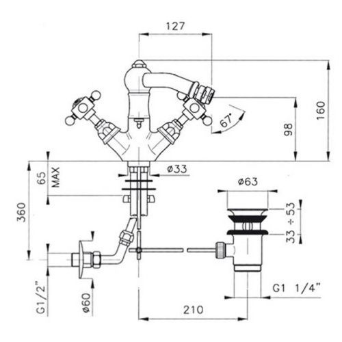 Смеситель Nicolazzi Dames Anglaises 1434CR70 на биде хром - фото 2