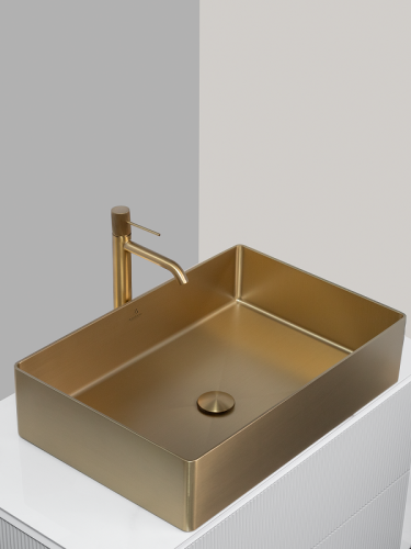 Раковина из нержавеющей стали AltroBagno Solido AltroBagnoSolido001021OrSp 60х40 накладная цвет золото - фото 3