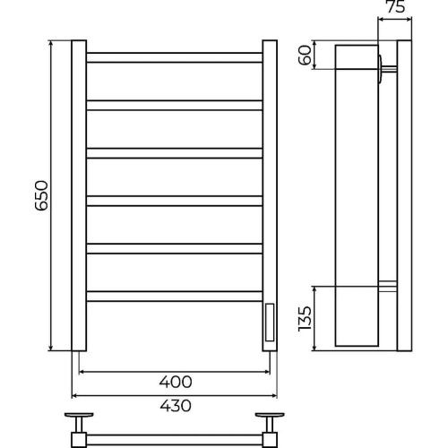 Полотенцесушитель электрический Terminus 4670078557148 45х65 хром - фото 3