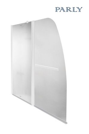 Душевая шторка на ванну Parly F03F 120х130 стекло матовое профиль белый ориентация универсальная