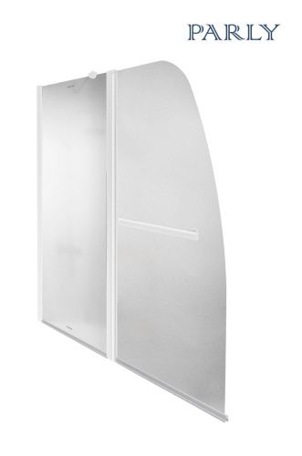 Душевая шторка на ванну Parly F03F 120х130 стекло матовое профиль белый ориентация универсальная - фото 3