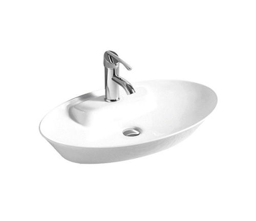 Раковина из сантехнического фаянса CeramaLux 9398 60х40 накладная цвет белый 1 отверстие под смеситель - фото 2