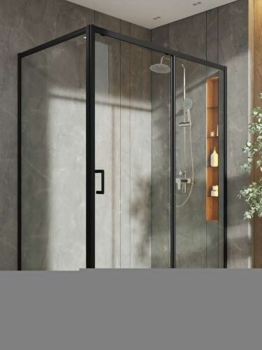 Душевой уголок Orange E23-15090TB 150х90 стекло прозрачное профиль черный без поддона - фото 4