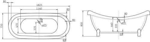 Ванна акриловая BelBagno BB05 185х75 отдельностоящая овальная без ножек - фото 2