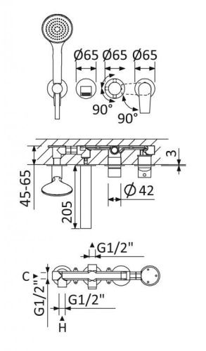 Смеситель Cezares NAUTIC NAUTIC-VDM3-01 встраиваемый в стену хром - фото 2