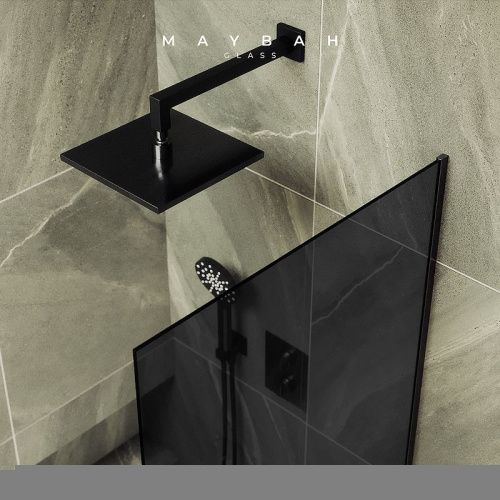 Душевая шторка на ванну Maybah Glass MGV-83-6у 90х140 стекло тонированное профиль черный ориентация универсальная - фото 4