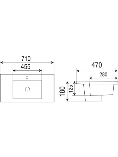 Раковина из сантехнического фаянса WeltWasser WW SK 10000003901 70х50 подвесная цвет белый 1 отверстие под смеситель - фото 3