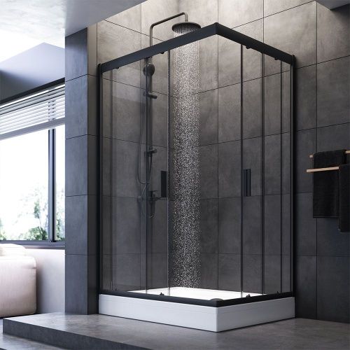 Душевой уголок Am.Pm Gem W90G-404-120290-BT 120х90 стекло прозрачное профиль черный без поддона - фото 3