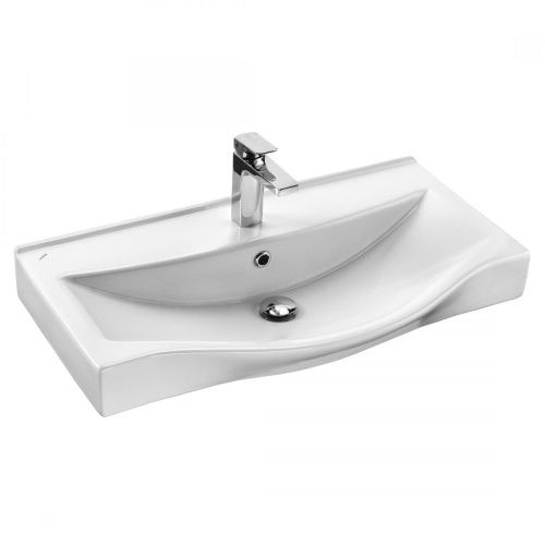 Раковина из сантехнического фарфора Santek Беверли 1WH302422 80х50 встраиваемая цвет белый 1 отверстие под смеситель - фото 2