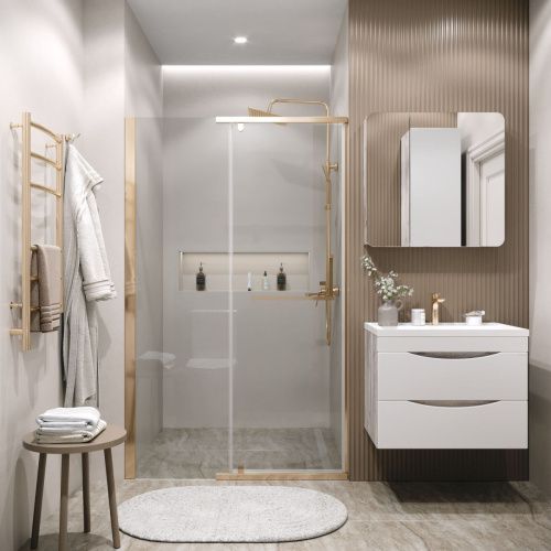 Душевая дверь Grossman Pragma 100.K33.03.120.32.00 120х195 стекло прозрачное профиль золото - фото 4