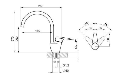 Смеситель для кухни Granula 1024, ХРОМ на мойку хром - фото 2