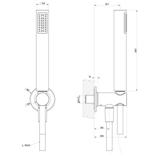 Душевой гарнитур Gessi Inciso 58123#299 настенный черный - фото 2