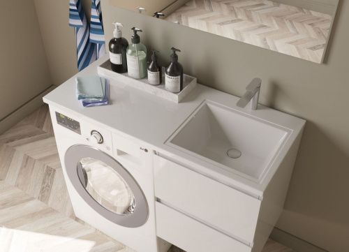 Раковина из искусственного камня Эстет Даллас ФР-00015077 110х50 накладная цвет белый 1 отверстие под смеситель - фото 4