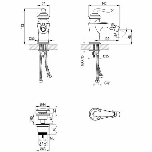 Смеситель LeMark Brava LM4708G на биде золото - фото 2