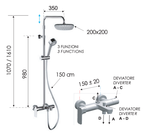 Душевая стойка Remer Infinity I34AAD20 настенная цвет хром - фото 2