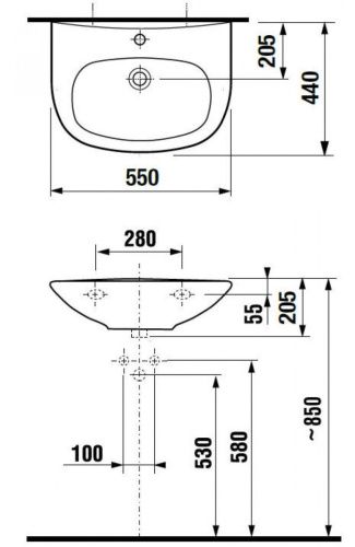 Раковина из сантехнического фарфора Jika Zeta 8103910001049 60х40 подвесная цвет белый 1 отверстие под смеситель - фото 4