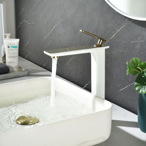 Смеситель LeMark Mista LM6409WG на раковину белый/золото - фото 2