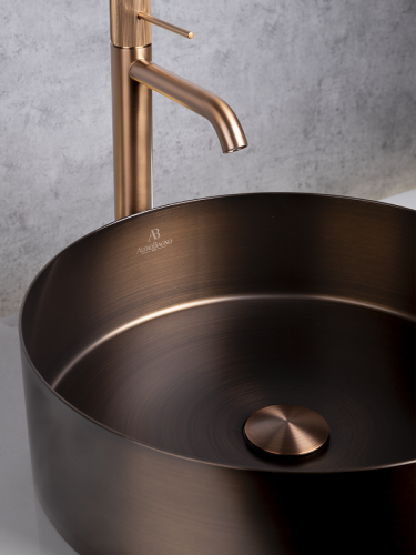 Раковина из нержавеющей стали AltroBagno Luna AltroBagnoLuna001004BrAn 40х40 накладная цвет бронза - фото 4