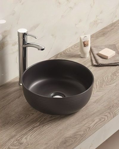 Раковина керамическая Art&Max AM-102-MB 40х40 накладная цвет черный