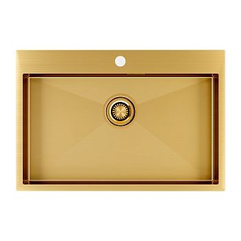 Кухонная мойка Paulmark VELTEN 75 PM807551-BG 75х50 цвет золото поверхность брашированная
