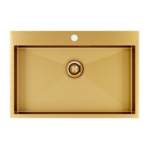 Кухонная мойка Paulmark VELTEN 75 PM807551-BG 75х50 цвет золото поверхность брашированная