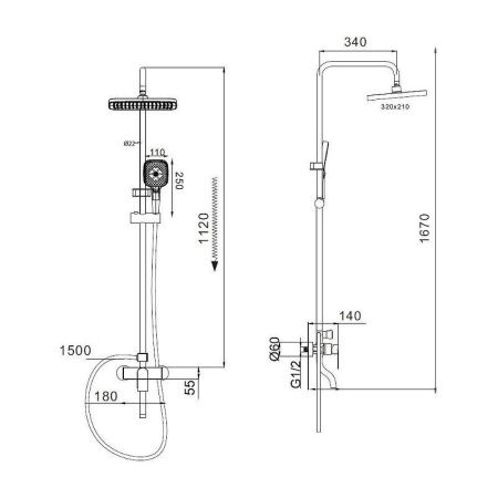 Душевая стойка D-Lin D10A17 настенная цвет хром